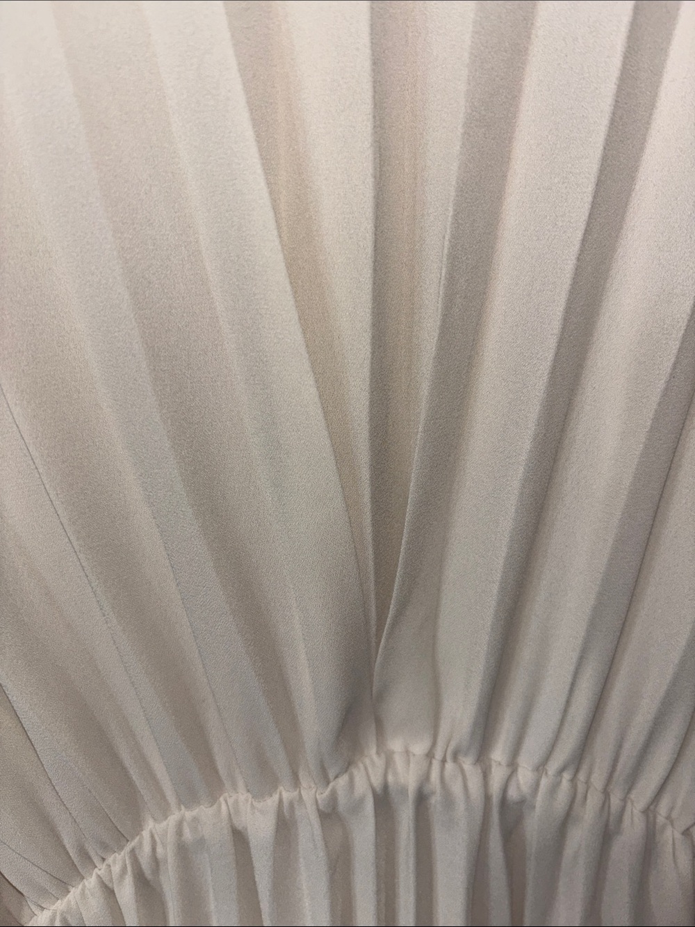 Halogen Chiffon Pleated Short Sleeve Maxi Dress Cream Ivory Long Length Medium - Picture 7 of 9